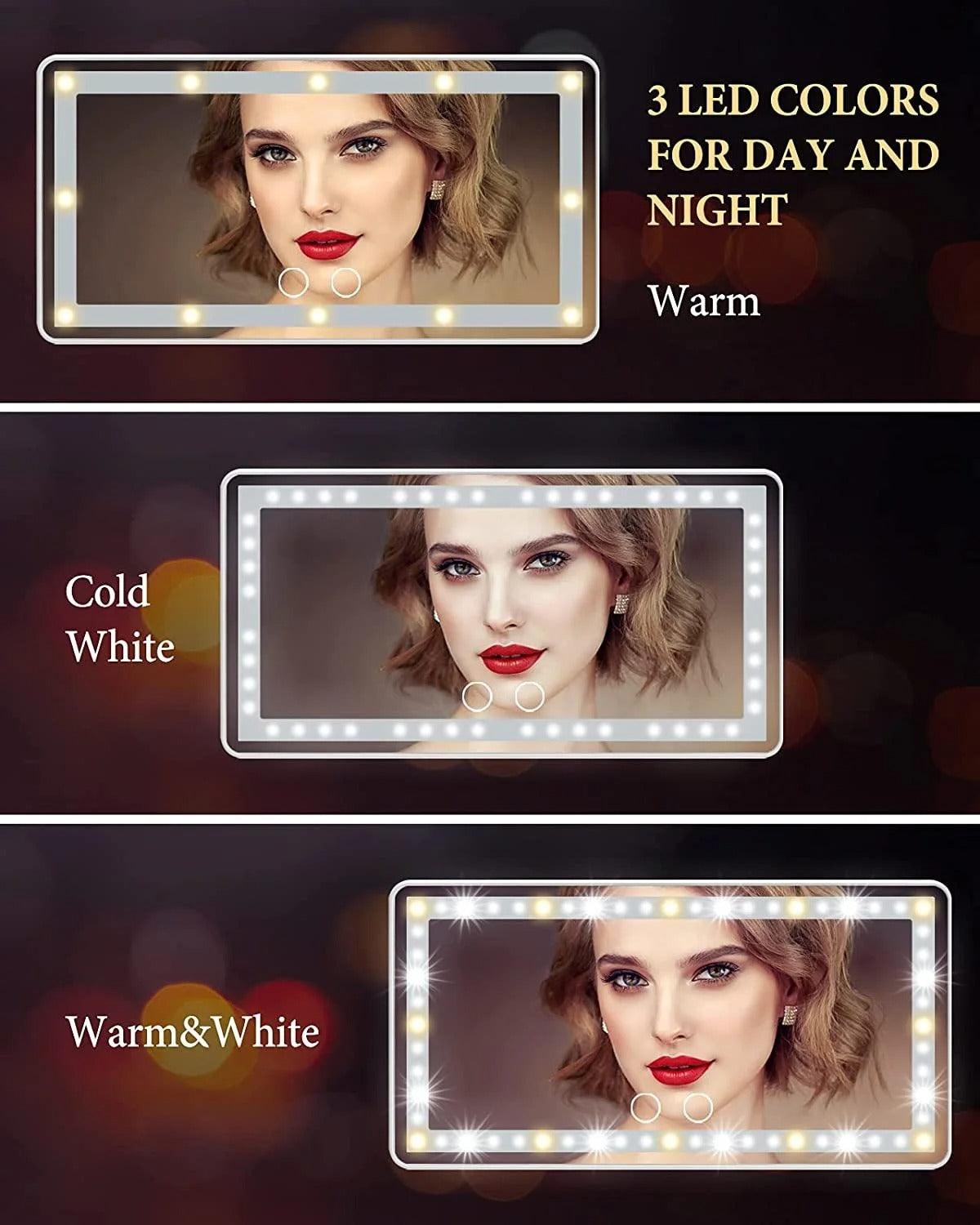 DIMMABLE LED CAR MAKEUP MIRROR - BeautifyFit